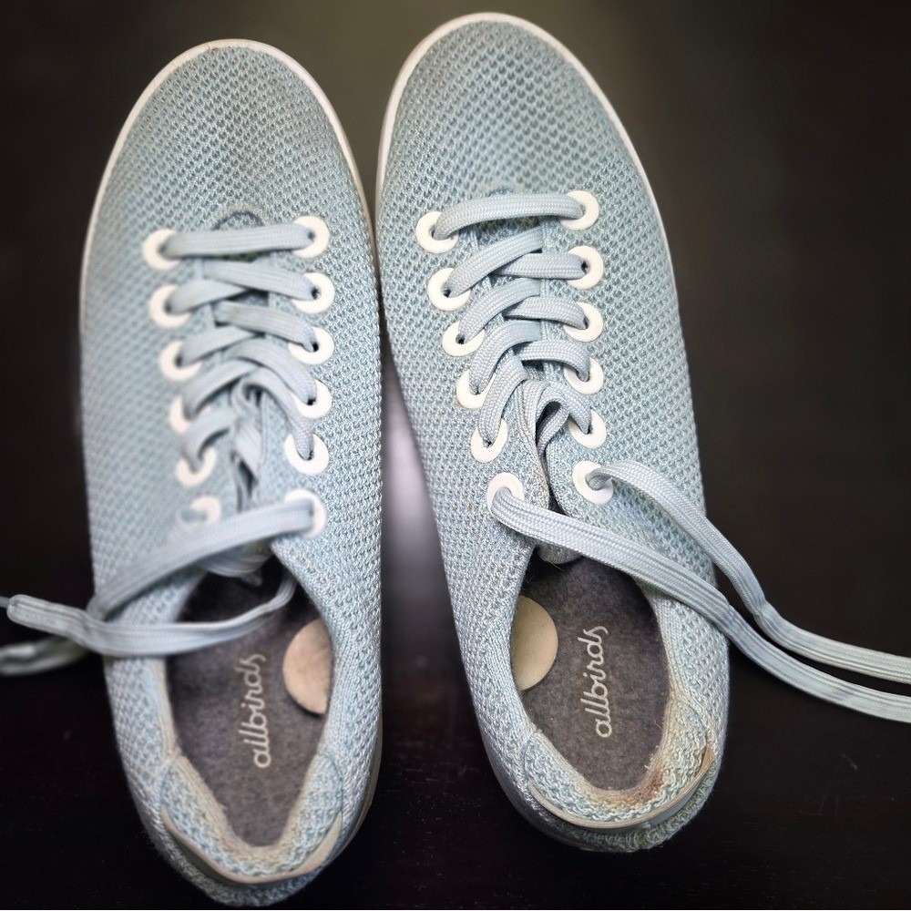 Allbirds Wool Runners Women Light Blue Lace Up Sneakers Size 10
